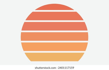 Conception Vintage Retro Sunset, coucher de soleil Vintage d'été en bord de mer Isolé sur fond blanc, modèle de Création pour logo, icônes, bannières, impressions.