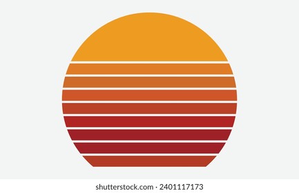 Vintage Retro Sunset design, Vintage summer seaside sunset Isolated on white background, Design template for logo, icons, banners, prints.