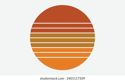 Conception Vintage Retro Sunset, coucher de soleil Vintage d'été en bord de mer Isolé sur fond blanc, modèle de Création pour logo, icônes, bannières, impressions.