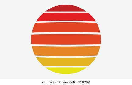 Conception Vintage Retro Sunset, coucher de soleil Vintage d'été en bord de mer Isolé sur fond blanc, modèle de Création pour logo, icônes, bannières, impressions.