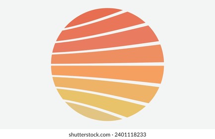 Conception Vintage Retro Sunset, coucher de soleil Vintage d'été en bord de mer Isolé sur fond blanc, modèle de Création pour logo, icônes, bannières, impressions.