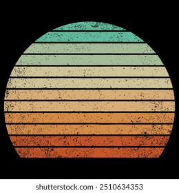 Vintage Retro Sunset Grunge Background, Vintage sunset collection in 70s 80s style, Retro vintage color background illustrations Shape, Print on demand t shirt design.