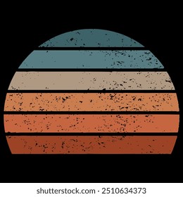 Vintage Retro Sunset Grunge Background, Vintage sunset collection in 70s 80s style, Retro vintage color background illustrations Shape, Print on demand t shirt design.