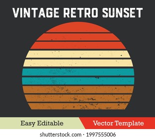 Vintage Retro Sunset Grunge Effect Vector Template. - Shutterstock ID 1997555006