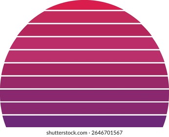 Vintage Retro Sunset Illustration Clip Art | Flat Sunrise Design	