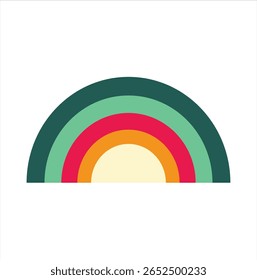 Vintage Retro Sunset Illustration – Flat Design Clipart