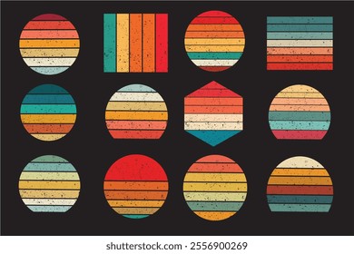 Vintage Retro Sunset shape graphic