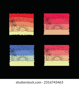 
Vintage Retro sunset summer beach t-shirt design, colorful retro sunset t-shirt design vector, 90s t-shirt vintage, summer vacation with palm trees t-shirt design ready template vector illustration  