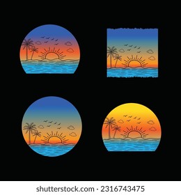 
Vintage Retro sunset summer beach t-shirt design, colorful retro sunset t-shirt design vector, 90s t-shirt vintage, summer vacation with palm trees t-shirt design ready template vector illustration  