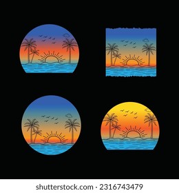 
Vintage Retro sunset summer beach t-shirt design, colorful retro sunset t-shirt design vector, 90s t-shirt vintage, summer vacation with palm trees t-shirt design ready template vector illustration  