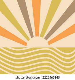 Vintage retro sunshine for text. Background. Retro Vector Wallpaper. sun magic beam pattern background vintage radiation poster or sign