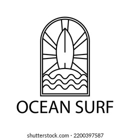 vintage retro surf badge logo graphic design and emblem
