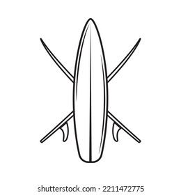 Vintage retro surfing summer surfing board wood. Can be used like emblem, logo, badge, label. mark, poster or print. Monochrome Graphic Art. Vector Illustration.
