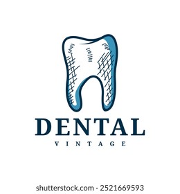 Modelo de design de logotipo de saúde dentária ilustração de símbolo retro vintage