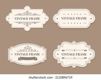 Vintage and retro tag frame collection for invitation. Wedding banner and luxury invitation menu illustration