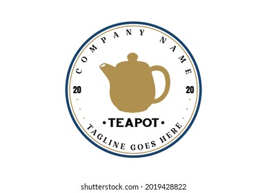 Vintage Retro Teapot for Tea Cafe Stamp Badge Label Logo Design Vector