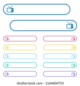 Vintage retro television icons in rounded color menu buttons. Left and right side icon variations.