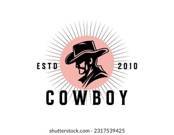 Vintage retro texas cowboy logo design template