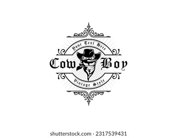 Plantilla de diseño de logotipo vintage retro texas cowboy