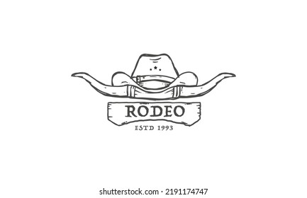 Vintage retro texas rodeo cowboy, Western Country Emblem Texas Logo design