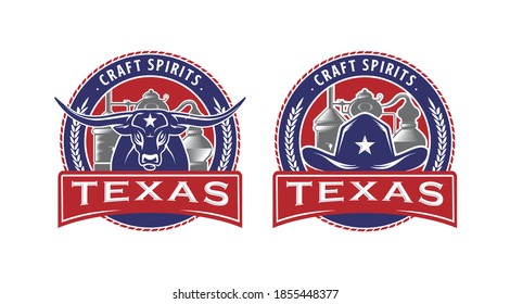 vintage retro texas spirits alcohol craft badge vector illustration