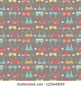 Vintage Retro Theme Bra Seamless Pattern for Background, Wallpaper,  Wrapping Paper, and Fabric