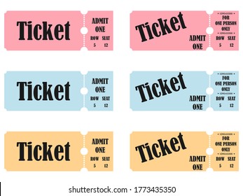 Vintage Retro Tickets set. Vector illustration.