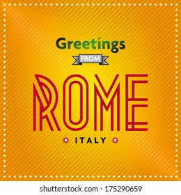 Vintage retro touristic card "Greetings from Rome". Vector EPS10.