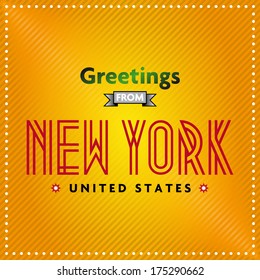 Vintage retro touristic card "Greetings from New York". Vector EPS10.