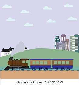 vintage retro train with wagons