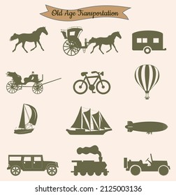 Vintage Retro Transport Vehicles Icons Set