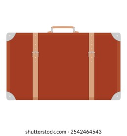 Vintage retro traveler luggage suitcase isolated on white background. Travel, vacation. Vector illustration
