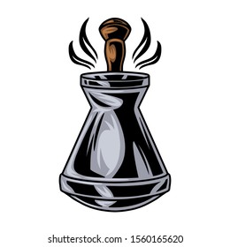 Vintage retro turkey coffe to cook in cezve isolated vector illustration on a white background. Design element for logo, badge, banner, poster.