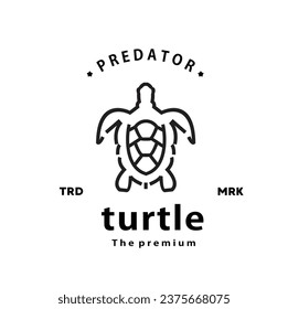 vintage retro turtle logo vector outline monoline art icon