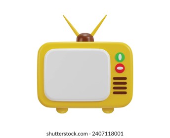 Vintage retro tv with antenna and switcher for channels television and multimedia concept 3d icon