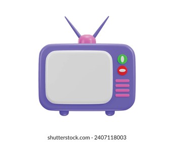 Vintage retro tv with antenna and switcher for channels television and multimedia concept 3d icon