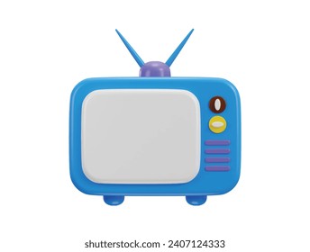 Vintage retro tv with antenna and switcher multimedia concept 3d vector icon