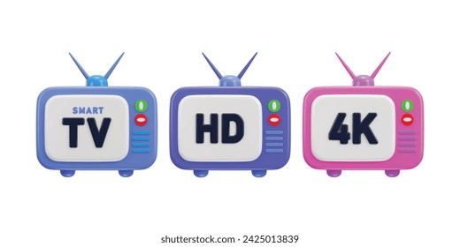 Vintage retro tv with antenna television and hd or 4k multimedia concept 3d icon se