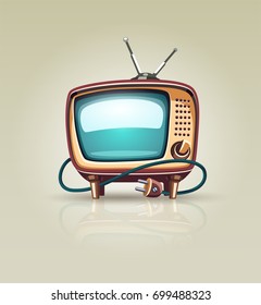 Vintage retro tv set icon. Eps10 vector illustration.