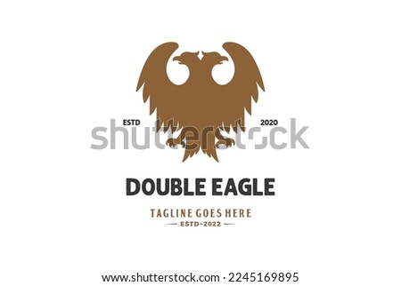 Vintage Retro Two Headed Eagle Hawk Falcon Badge Emblem Logo Design