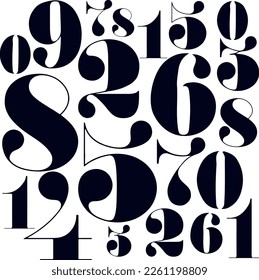 Vintage and retro typographic. Numbers Vector Illustration. Font of numbers with contemporary geometric design.