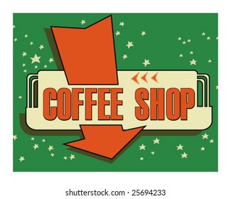 Vintage Retro Urban Coffee Shop Sign Vector