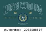 Vintage retro varsity north carolina state slogan print with college emblem for graphic tee t shirt or sweatshirt - Vector