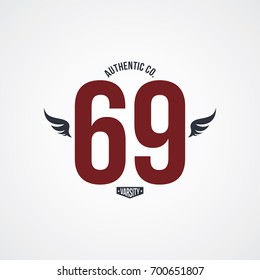 vintage retro varsity number authentic label badge emblem