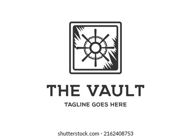 Vintage Retro Vault Safe Handle Gear Factory Logo Design Vector