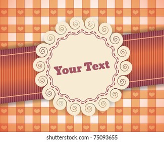 vintage retro vector cute frame on the seamless tablecloth pattern