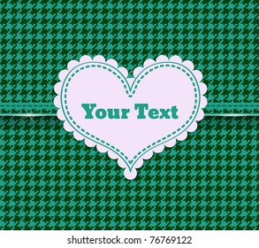 vintage retro vector cute frame with heart on tablecloth background