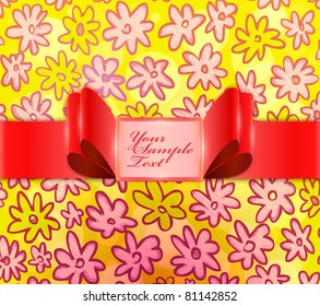 vintage retro vector cute frame with ribbon