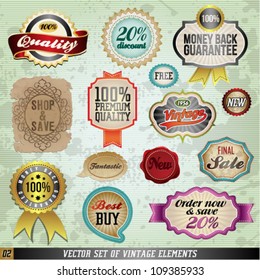 Vintage And Retro Vector Design Elements. Old papers, labels in retro and vintage style. Graphic Design Editable For Your Design.