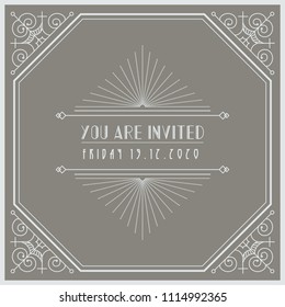 Vintage and retro vector  invitation ,classic frame template.